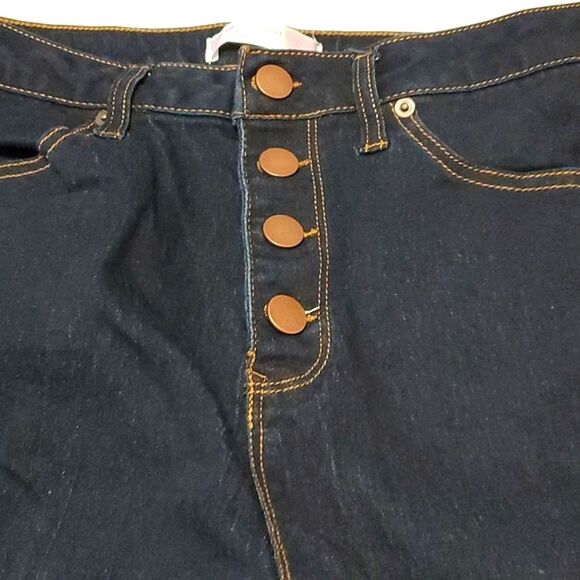 NOBO Dark Wash High Rise Buttoned Fly Straight Leg Jeans - Picture 3 of 10